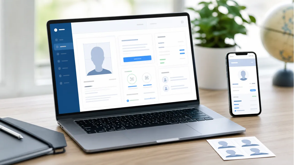 Secure VisaPicPro account dashboard shown on a laptop and phone