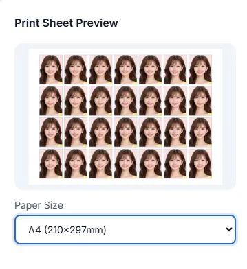 Passport photo print sheet guide