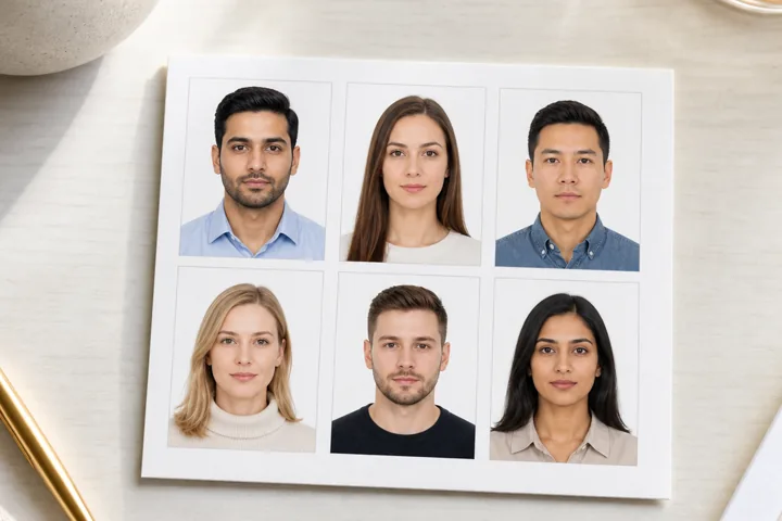 300 DPI passport photo print sheet preview