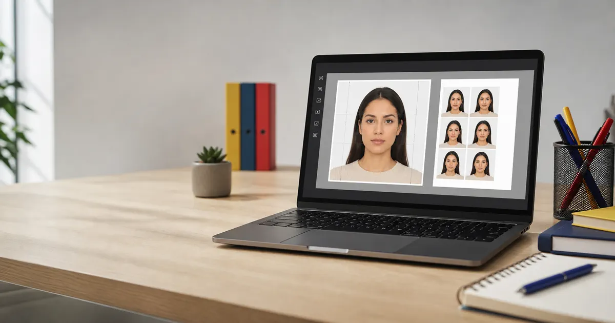 Colombia passport photo size preview on a browser editor