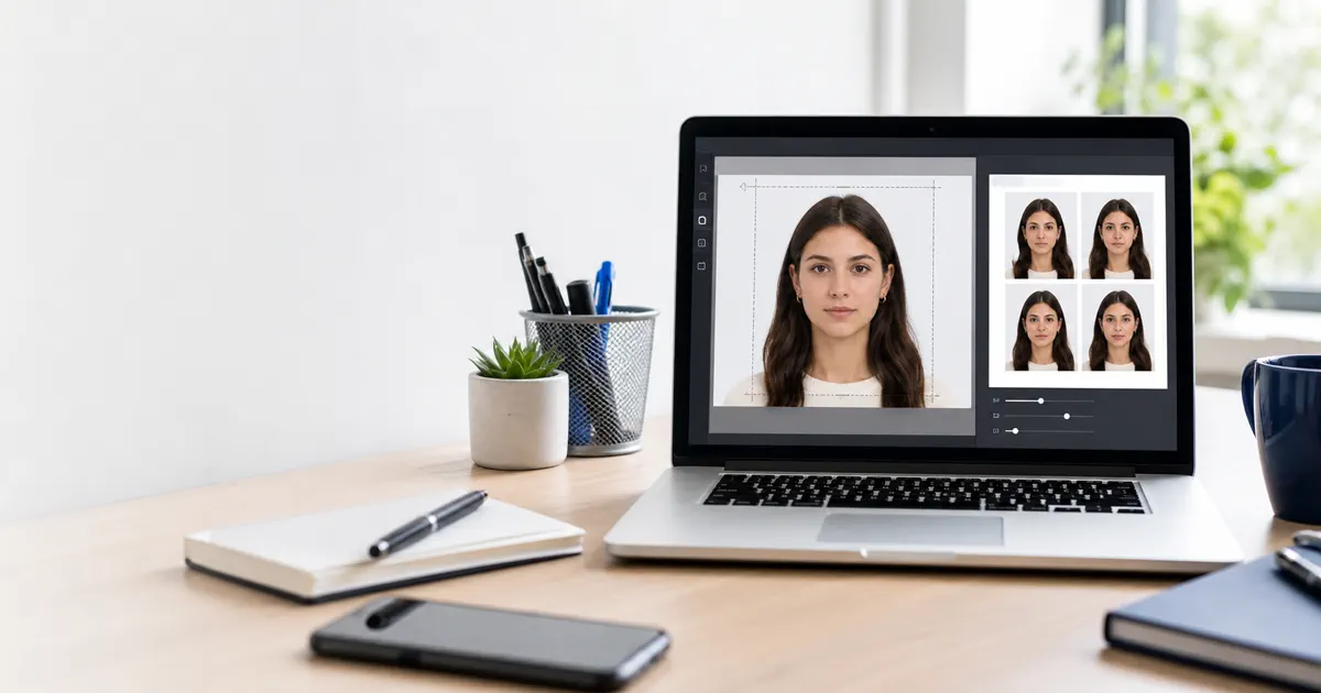 Israel passport photo size preview on a browser editor