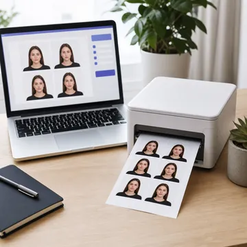 Passport photo print template preview